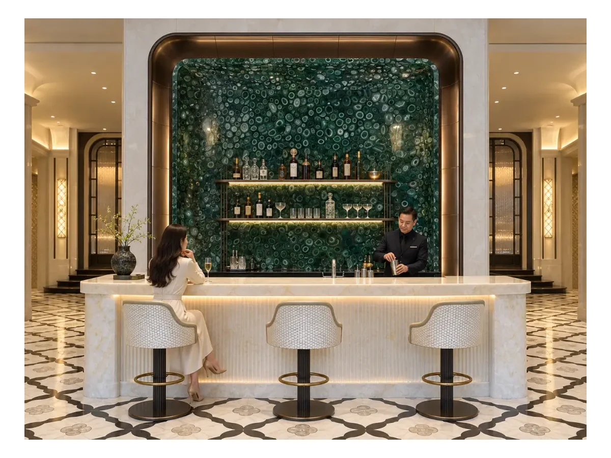 Green Agate Semi-precious Stone Interior Wall Application Green Agate Semi-Precious Stone interior wall application