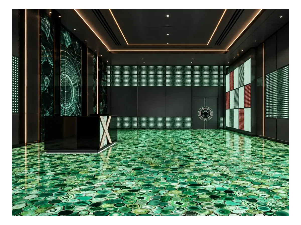 Green Agate Semi-precious Stone Flooring Application Green Agate Semi-Precious Stone flooring application