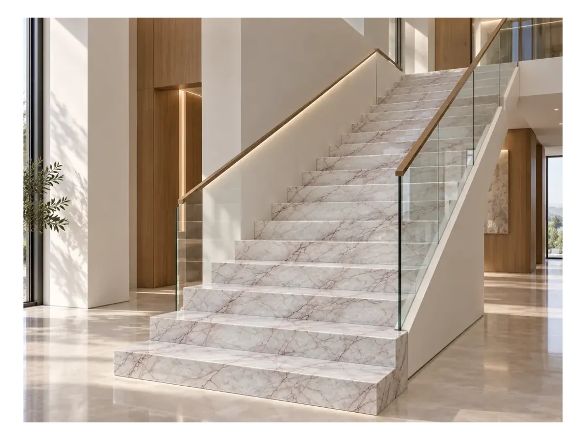 Iceland White Jade Marble Stair Application Reference Iceland White Jade Marble stair application reference