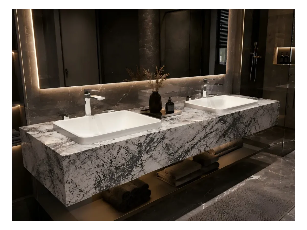 Italian Silver Fir Grey Marble Bathroom Vanity Application Italian Silver Fir Grey Marble bathroom vanity application