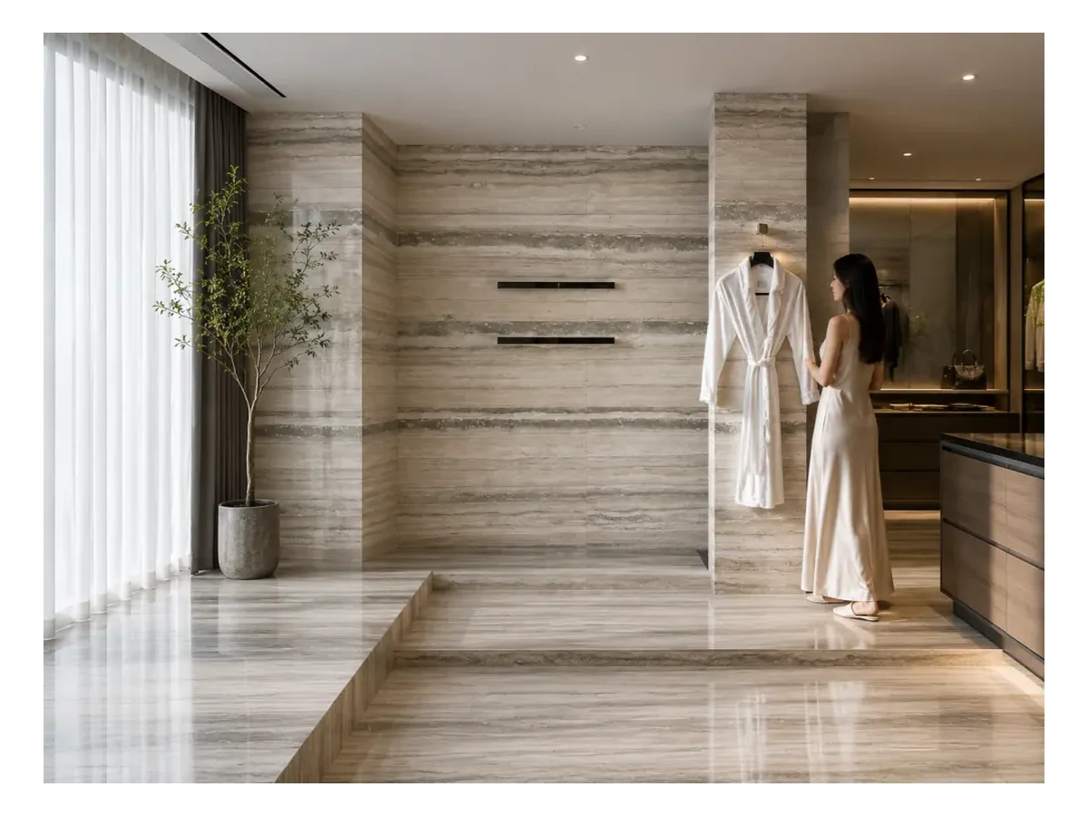 Italy Silver Grey Travertine Interior Wall Application Italy Silver Grey Travertine interior wall application