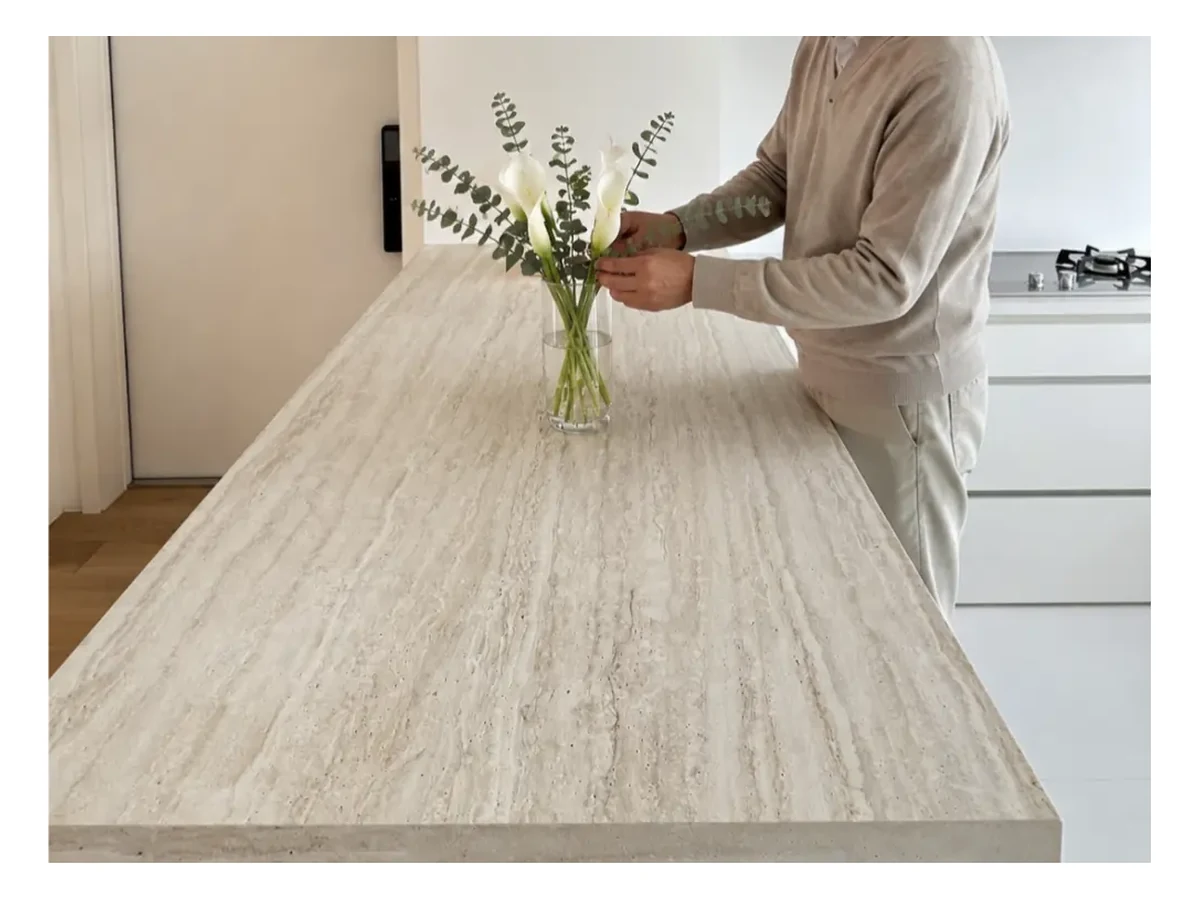 Italy Super White Travertine Stone Table Application Italy Super White Travertine stone table application