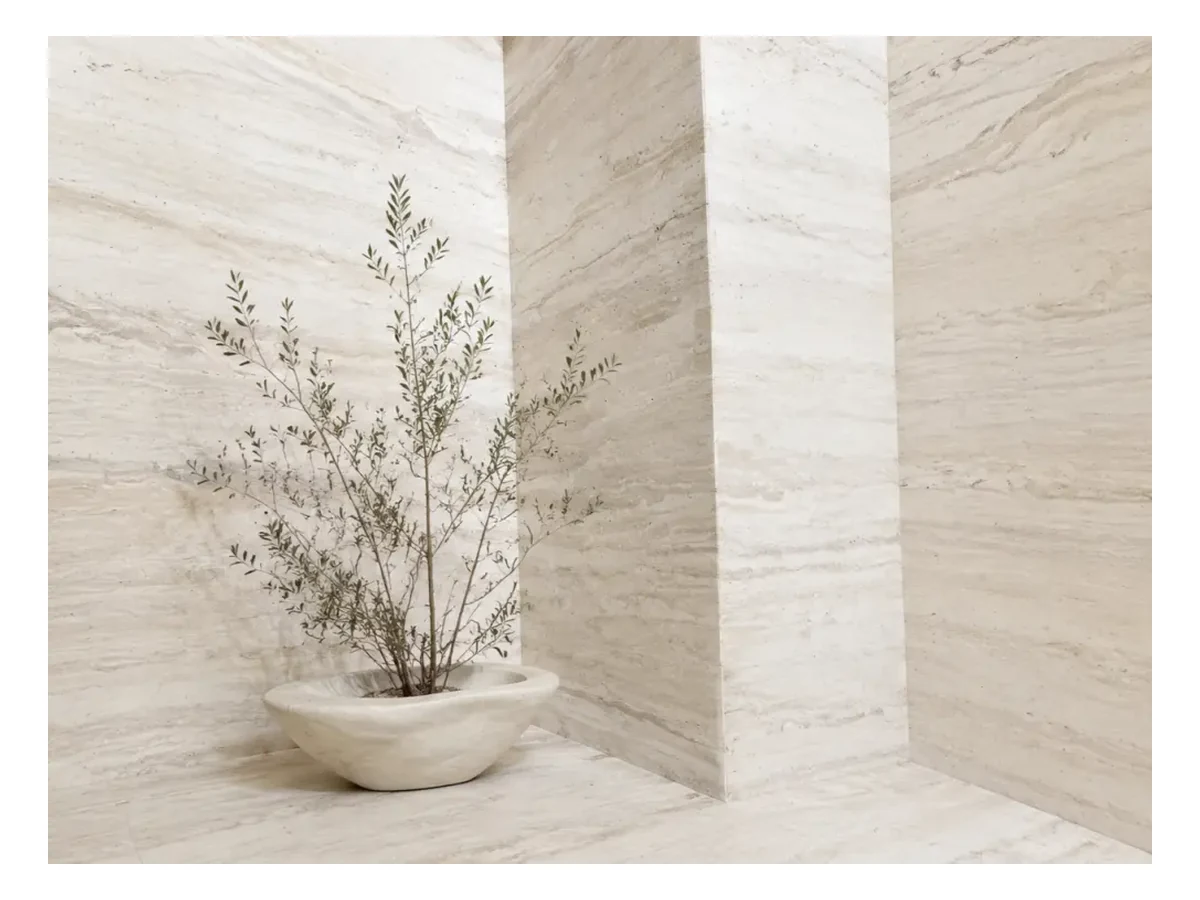 Italy Super White Travertine Interior Wall Application Italy Super White Travertine interior wall application