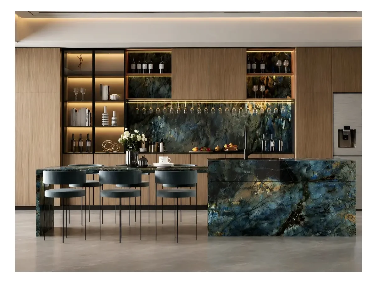 Lemurian Blue Granite Countertop Application Lemurian Blue Granite countertop application