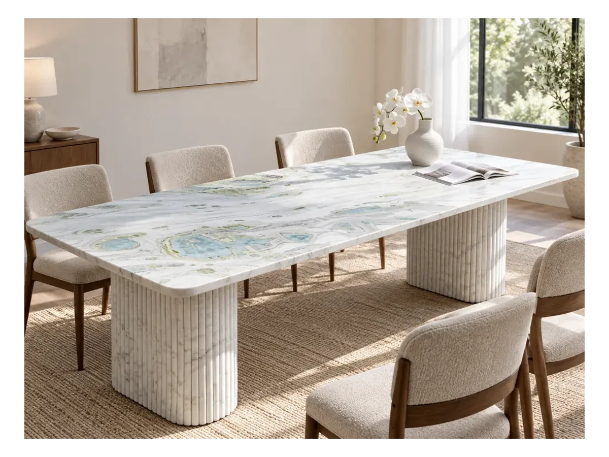 Maldives Blue Marble Dining Table Application Reference Maldives Blue Marble dining table application reference