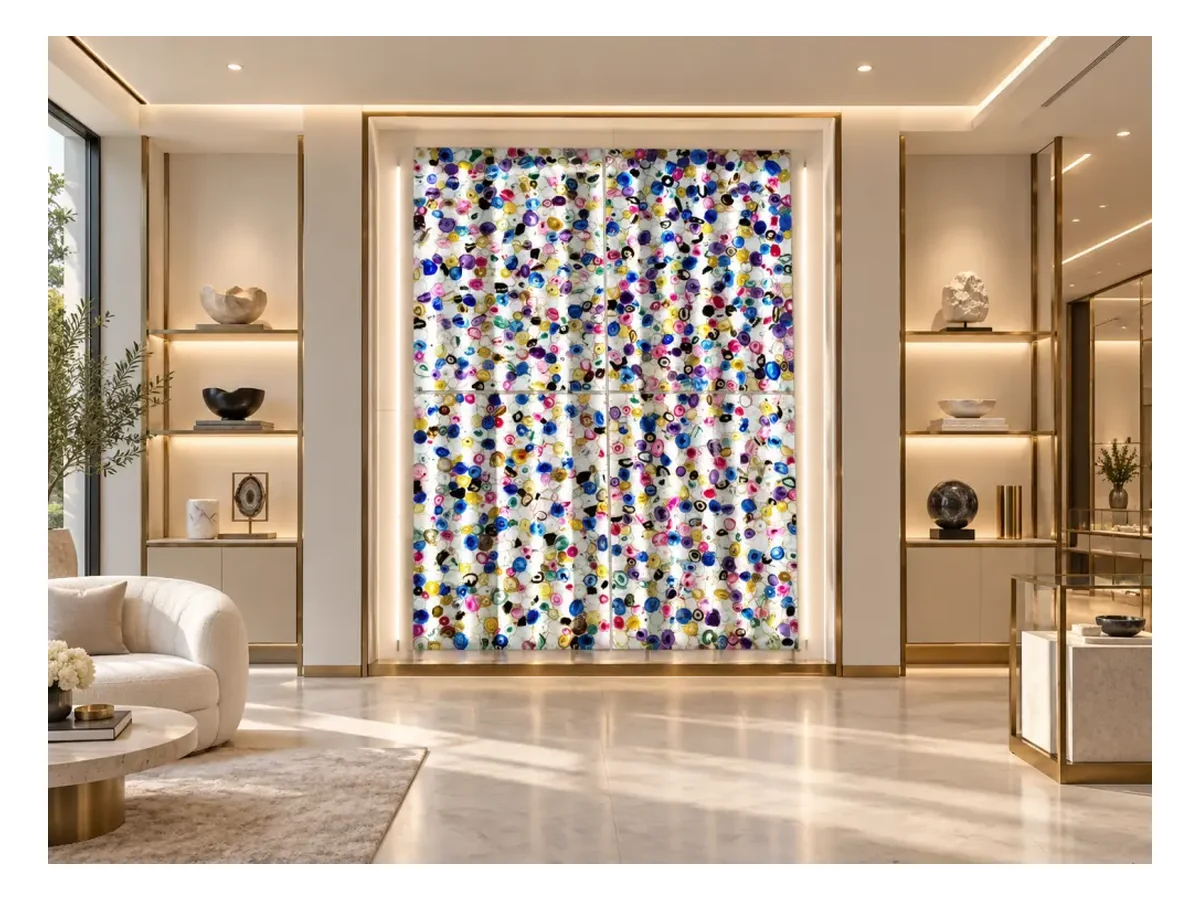 Mixed Agate Semi-precious Stone Interior Wall Application Mixed Agate Semi-Precious Stone interior wall application