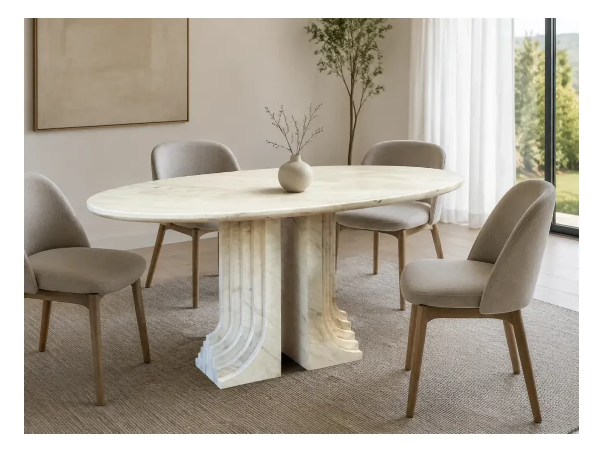 Palissandro White Marble Stone Table Application Palissandro White Marble stone table application