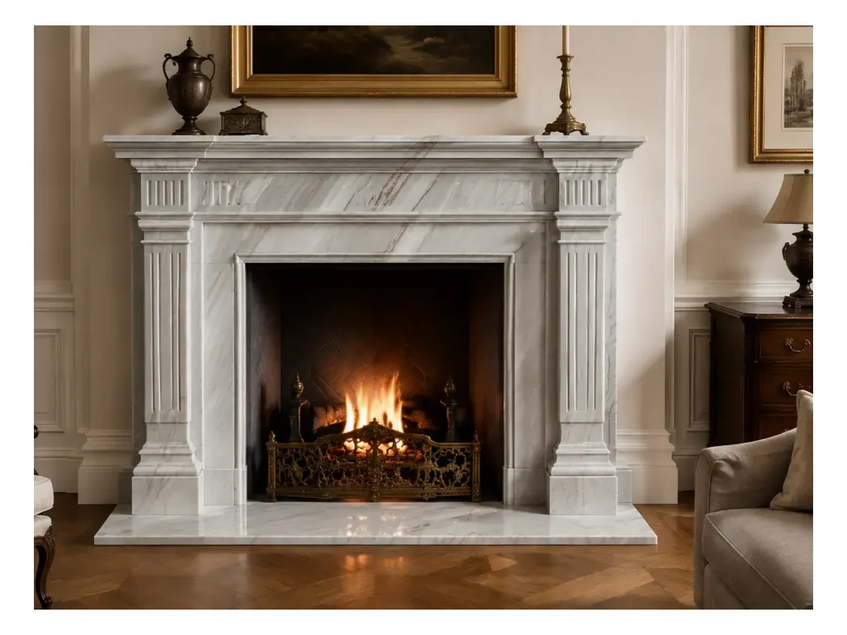 Palissandro White Marble Fireplace Application Palissandro White Marble fireplace application