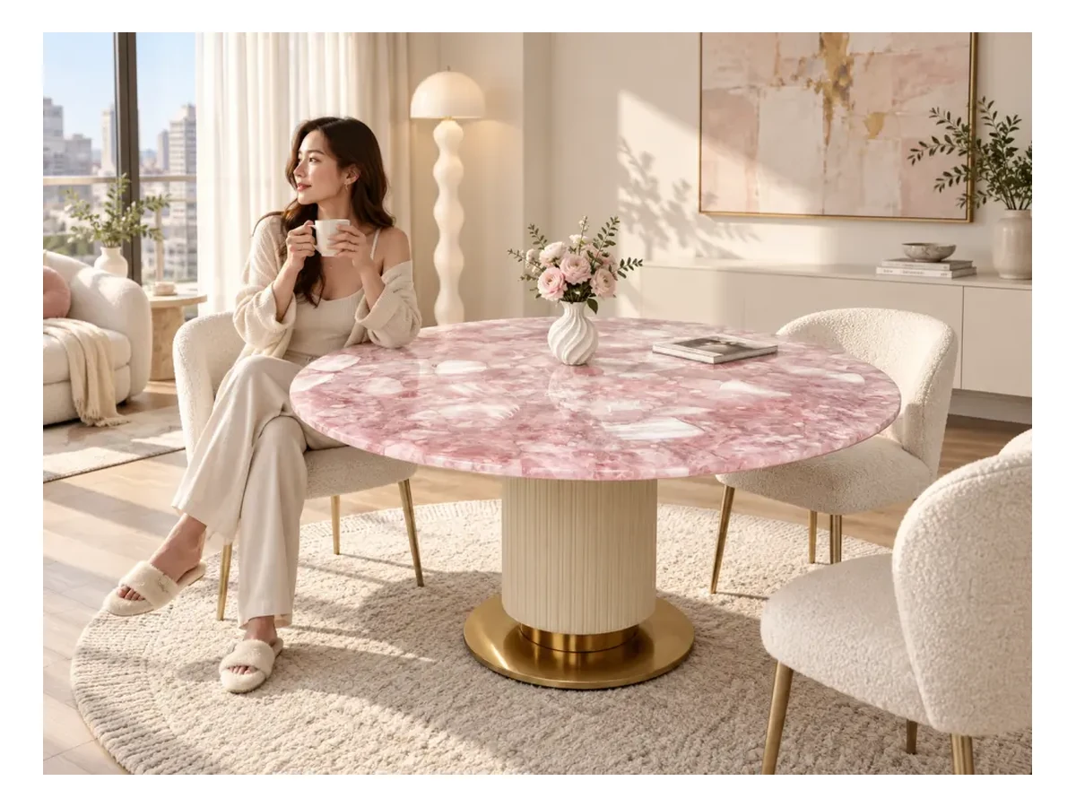Pink Agate Semi-precious Stone Stone Table Application Pink Agate Semi-Precious Stone stone table application
