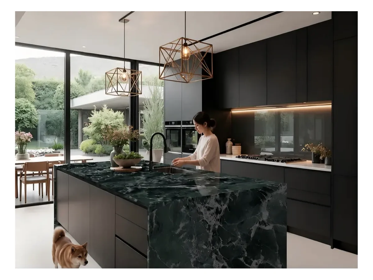 Prada Green Marble Countertop Application Prada Green Marble countertop application