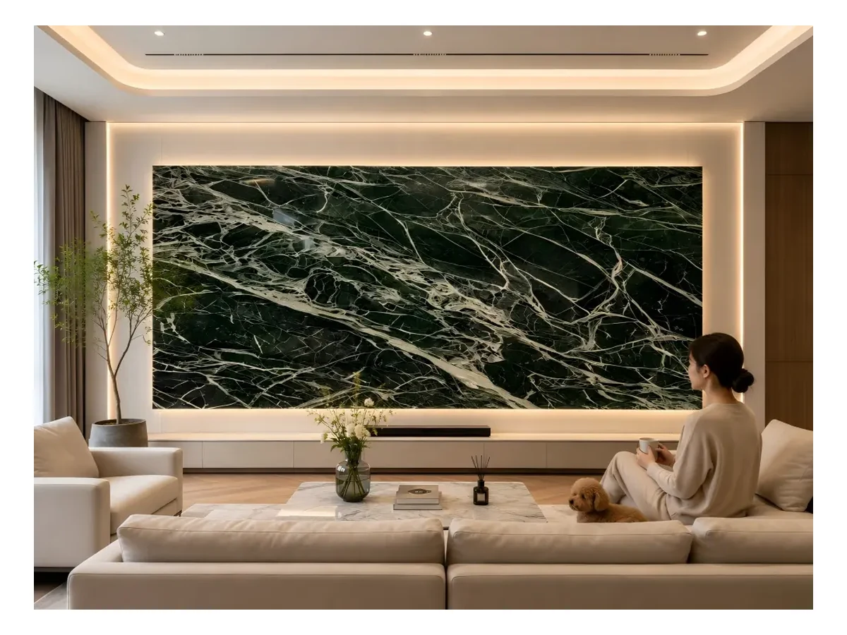 Prada Green Marble Feature Wall Application Prada Green Marble feature wall application