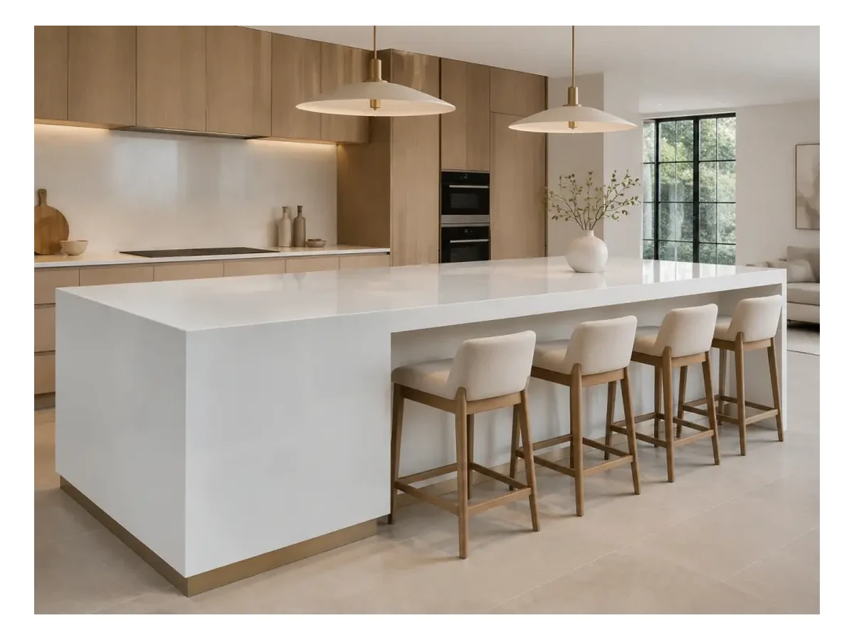 Pure White Marble Kitchen Island Application Pure White Marble kitchen island application
