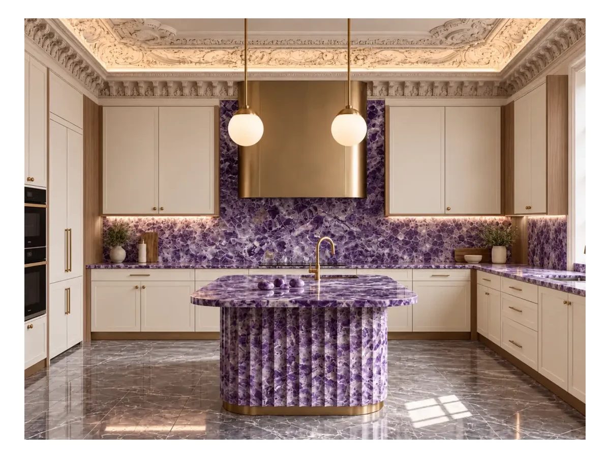 Purple Agate Semi-precious Stone Kitchen Island Application Purple Agate Semi-Precious Stone kitchen island application