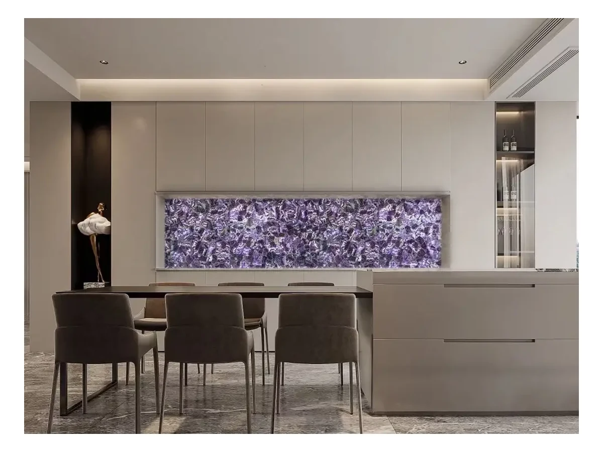 Purple Agate Semi-precious Stone Interior Wall Application Purple Agate Semi-Precious Stone interior wall application