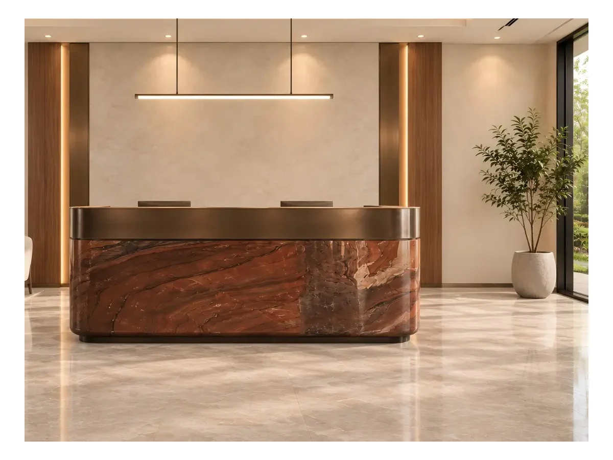 Red Silk Quartzite Reception Desk Application Reference Red Silk Quartzite reception desk application reference