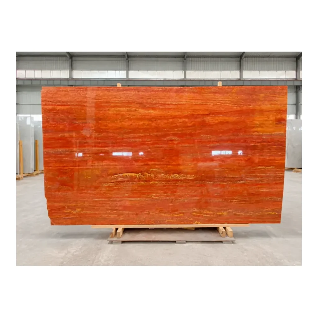 Red Travertine natural stone slab
