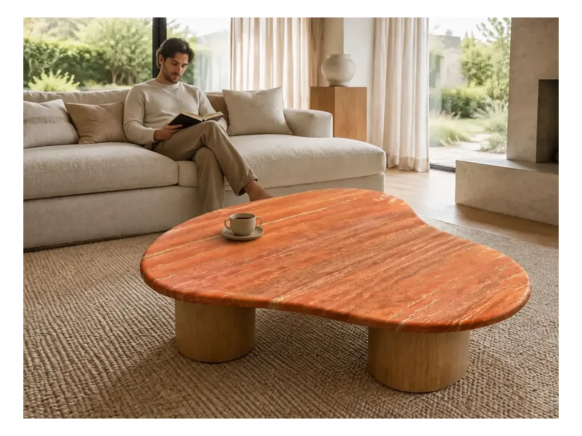 Red Travertine Coffee Table Application Red Travertine coffee table application