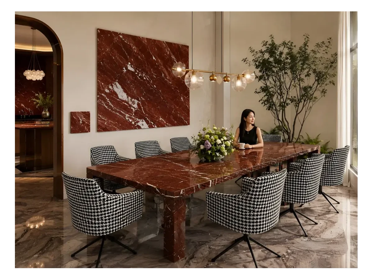 Rosso Francia Marble Stone Table Application Rosso Francia Marble stone table application