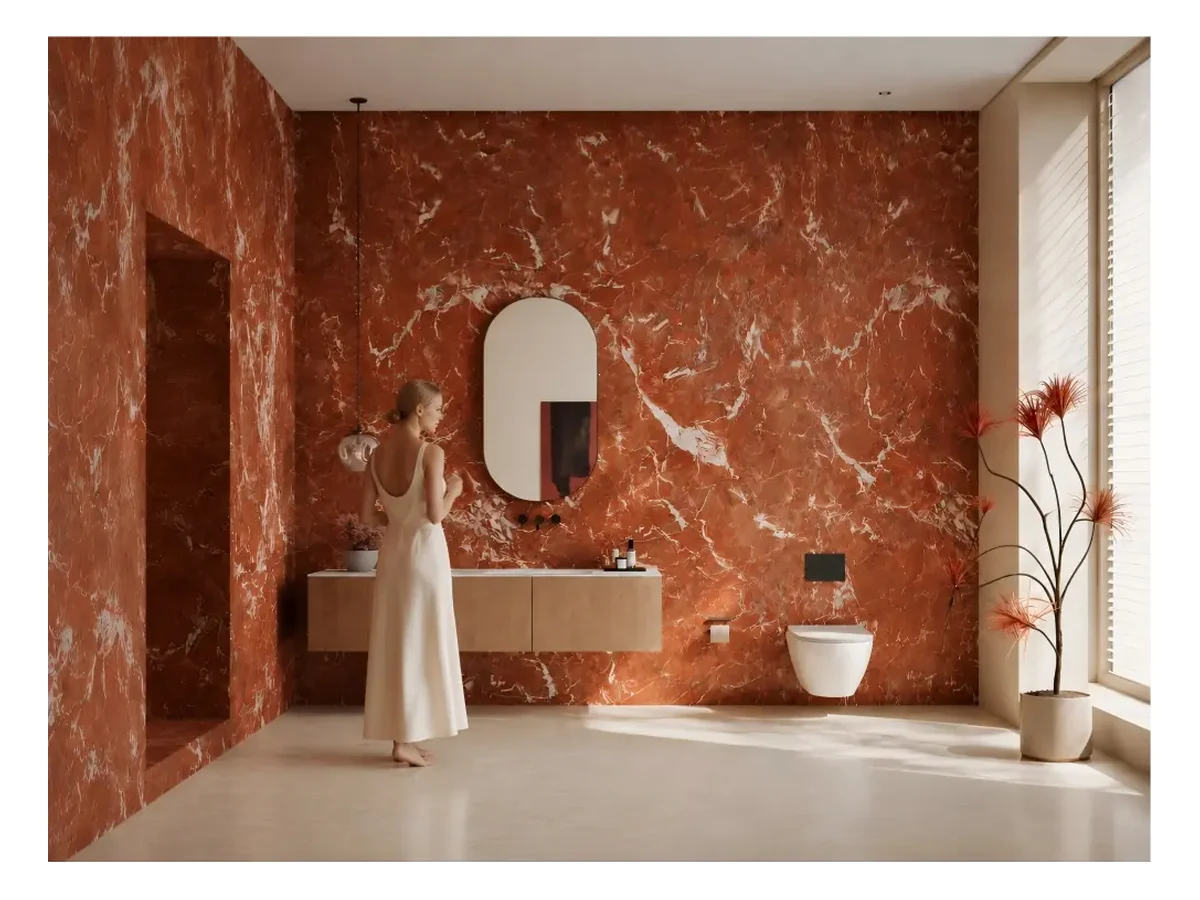 Rosso Francia Marble Interior Wall Application Rosso Francia Marble interior wall application