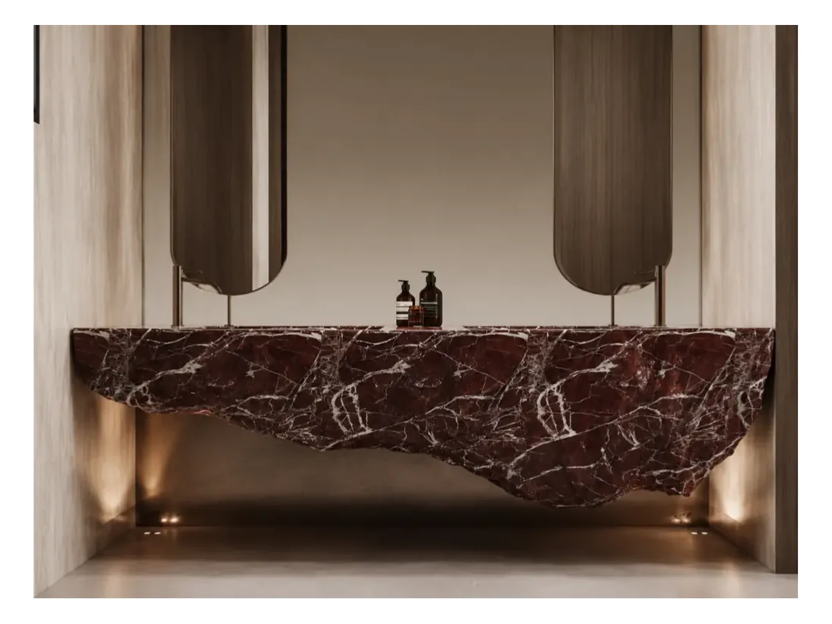 Rosso Levanto Marble Bathroom Vanity Application Rosso Levanto Marble bathroom vanity application