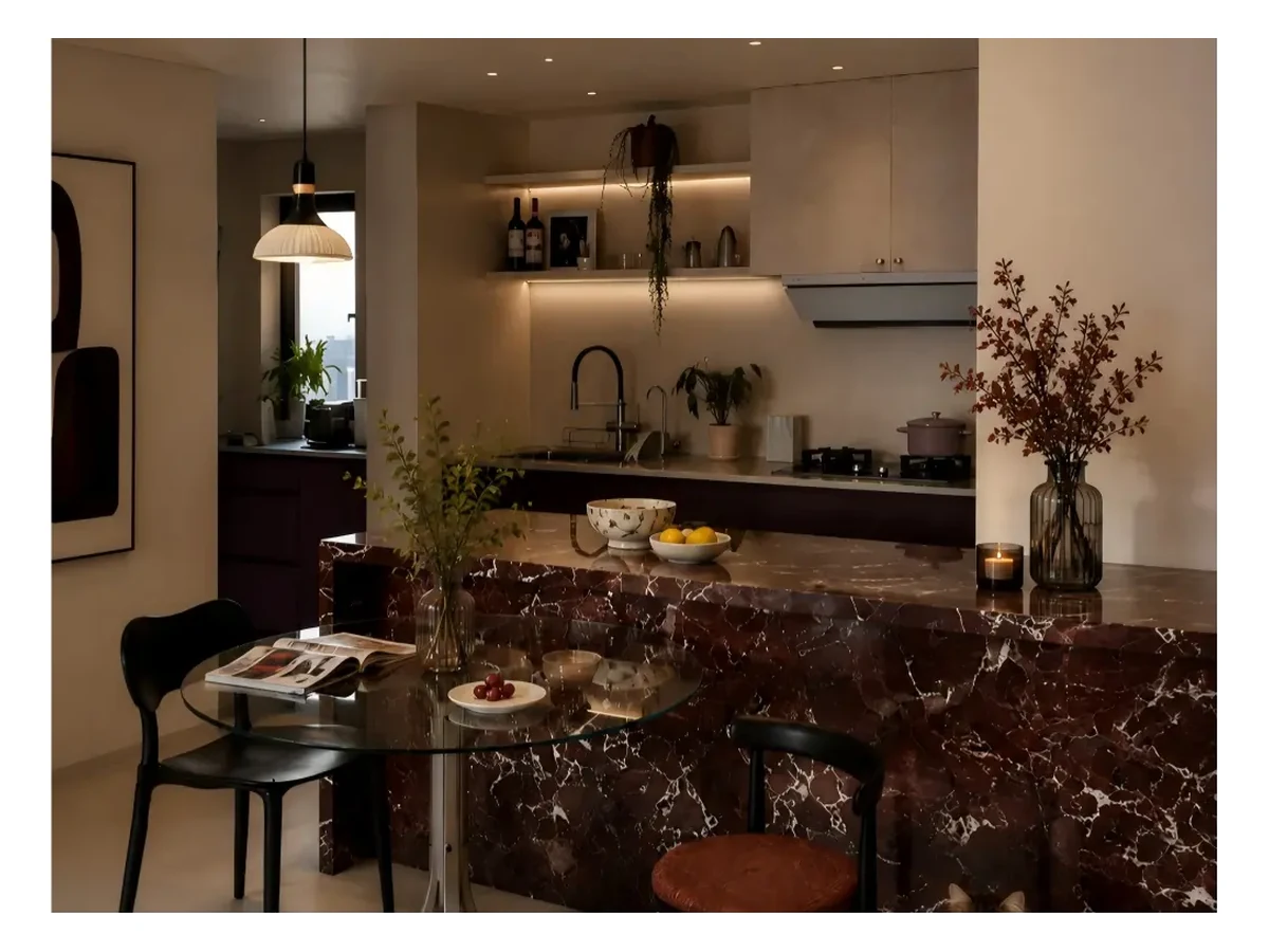 Rosso Levanto Marble Kitchen Island Application Rosso Levanto Marble kitchen island application
