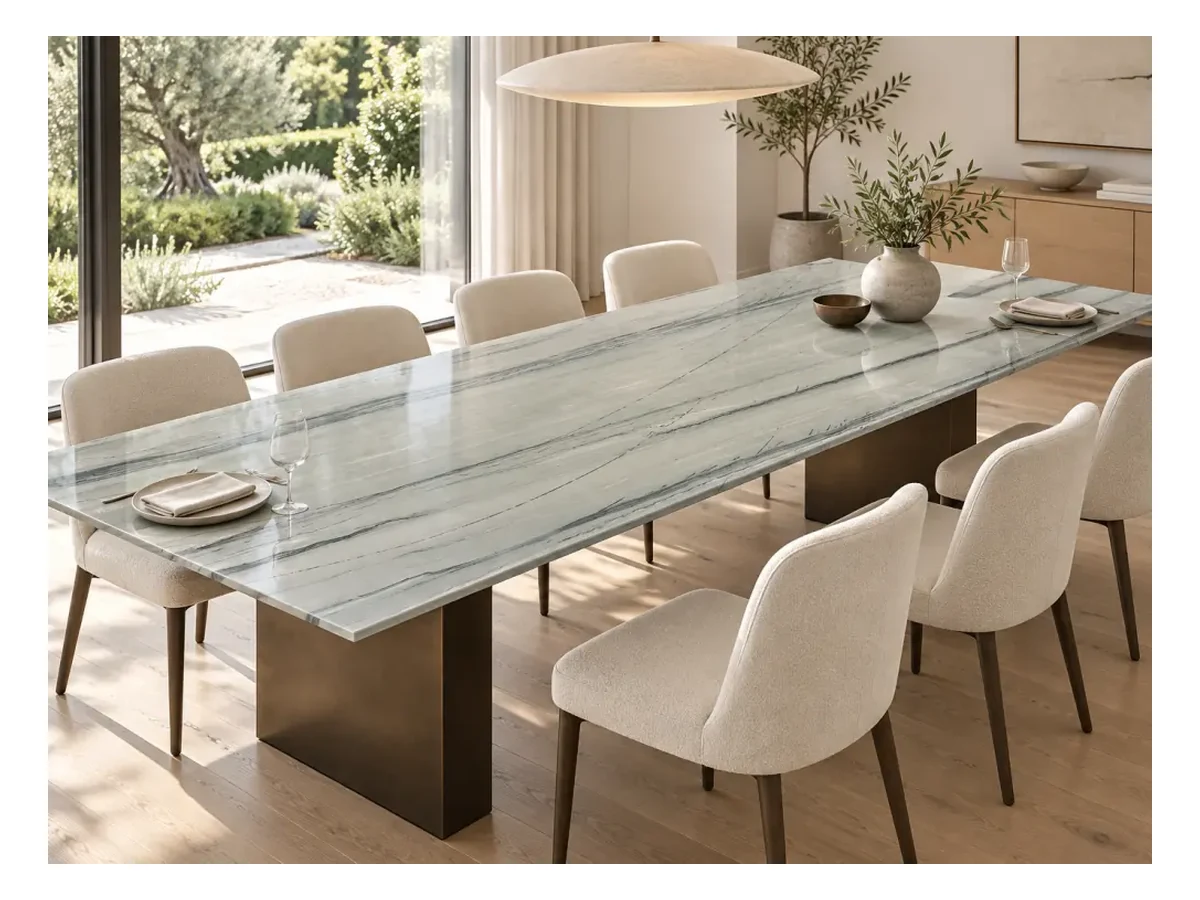 Silver Grey Quartzite Dining Table Application Silver Grey Quartzite dining table application