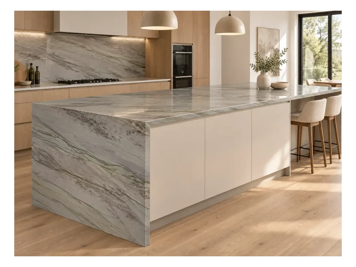 Silver Grey Quartzite Kitchen Island Application Silver Grey Quartzite kitchen island application