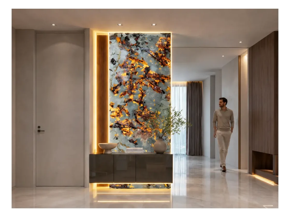 Splendor White Granite Feature Wall Application Splendor White Granite feature wall application