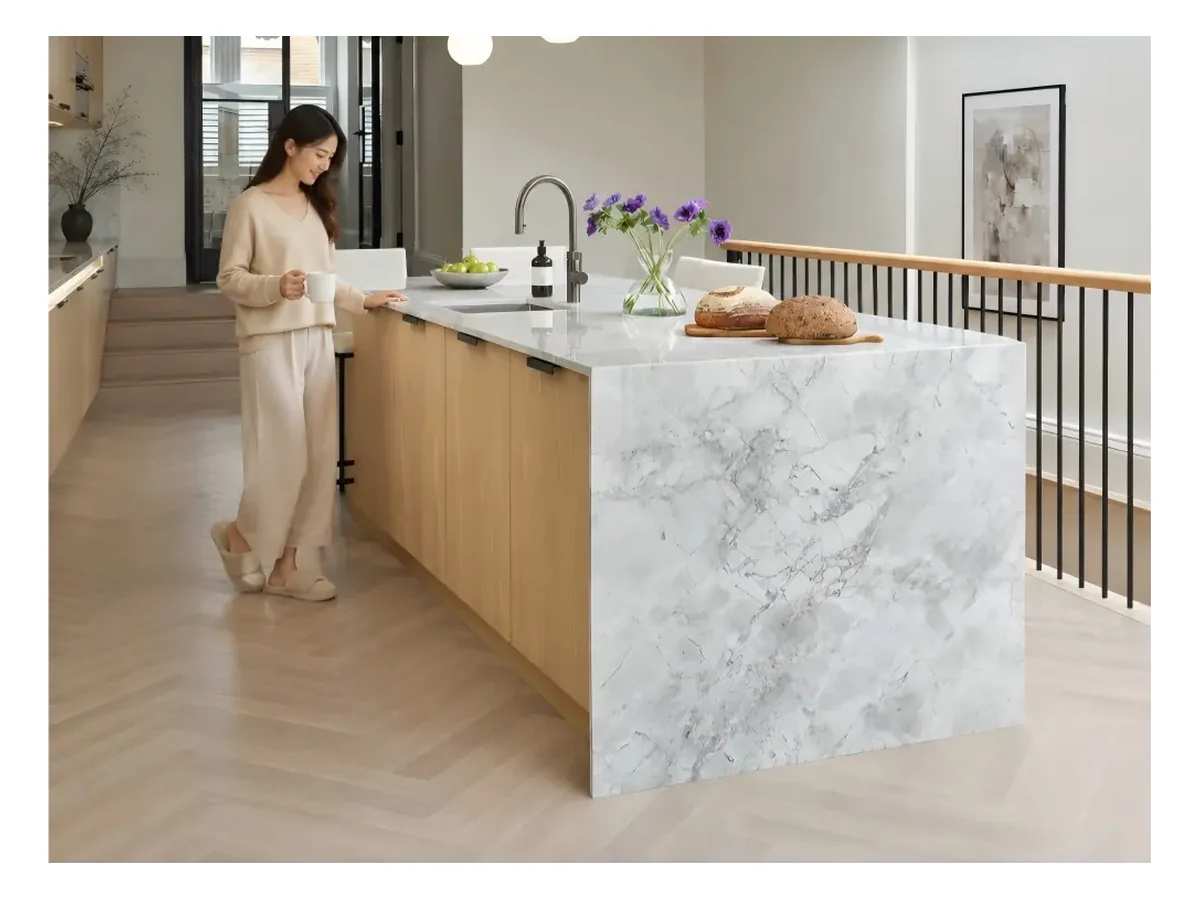 Super White Quartzite Countertop Application Super White Quartzite countertop application