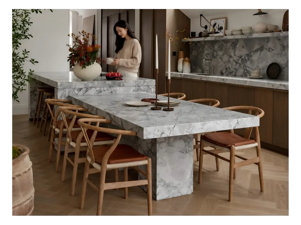 Super White Quartzite Dining Table Application Super White Quartzite dining table application