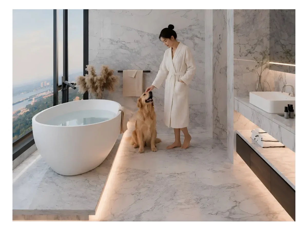 Super White Quartzite Interior Wall Application Super White Quartzite interior wall application