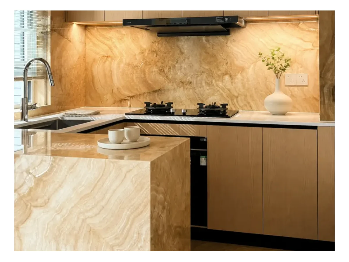 Tenedos Premium Gold Onyx Countertop Application Tenedos Premium Gold Onyx countertop application