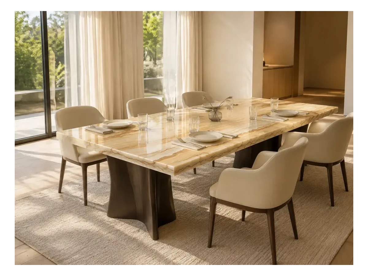 Tenedos Premium Gold Onyx Dining Table Application Tenedos Premium Gold Onyx dining table application