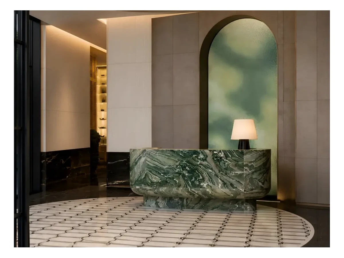 Verde Lapponia Quartzite Stone Table Application Verde Lapponia Quartzite stone table application