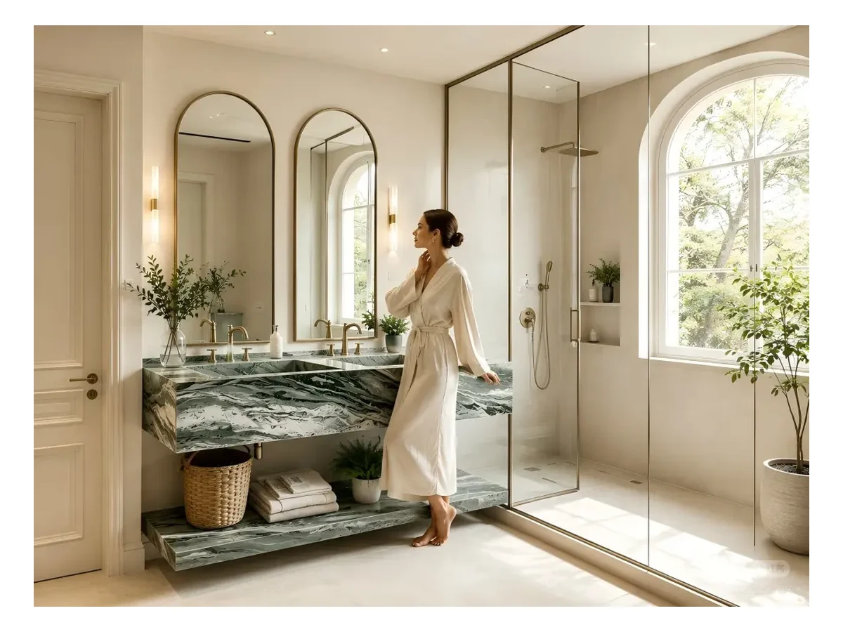 Victoria Green Marble Bathroom Vanity Application Victoria Green Marble bathroom vanity application