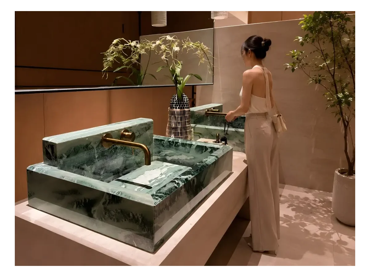 Victoria Green Marble Bathroom Vanity Application Victoria Green Marble bathroom vanity application