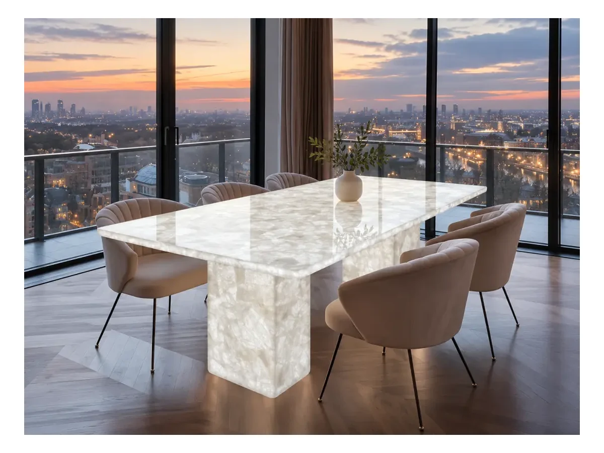 White Agate Semi-precious Stone Stone Table Application White Agate Semi-Precious Stone stone table application